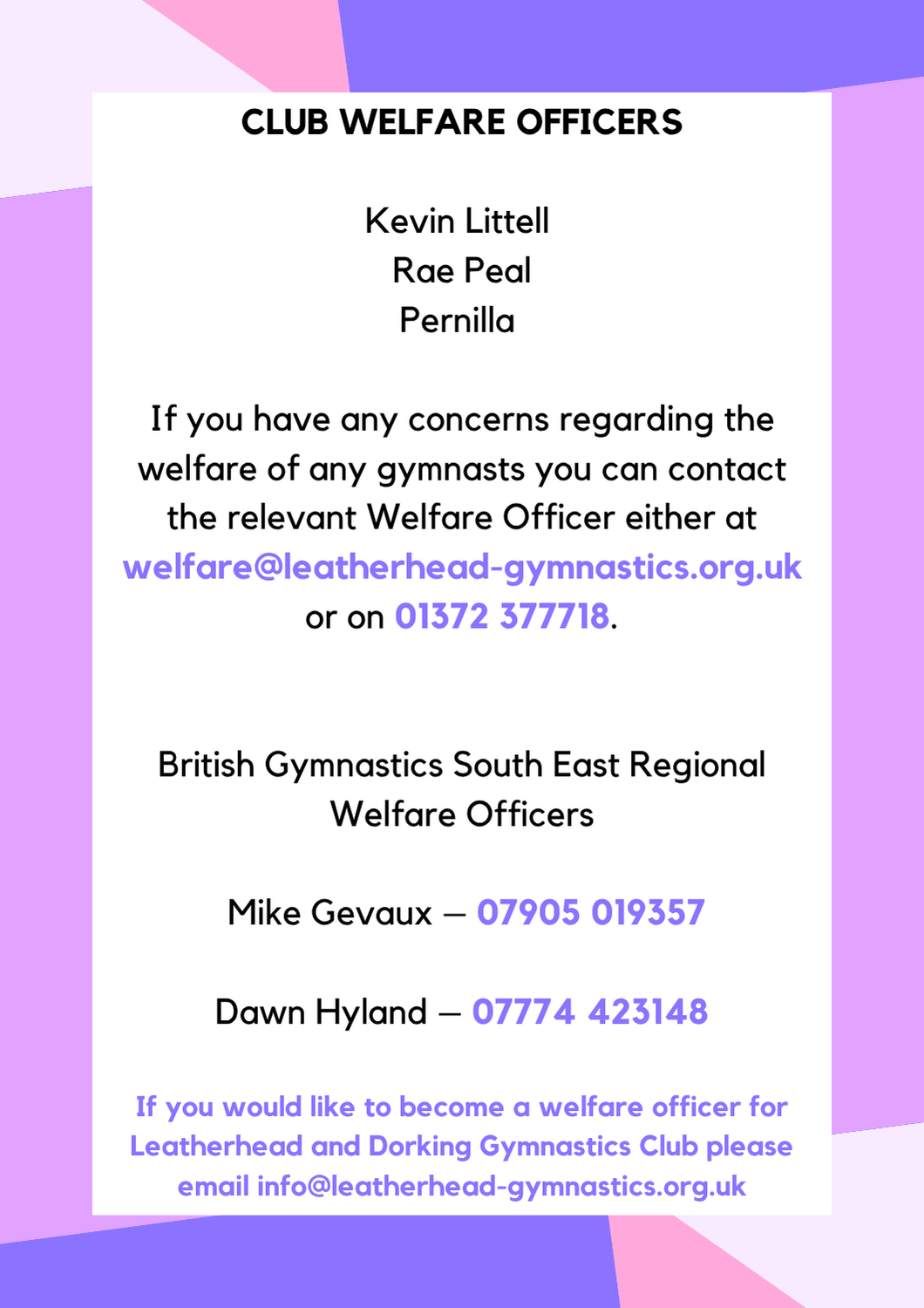 CLUB WELFARE OFFICERS